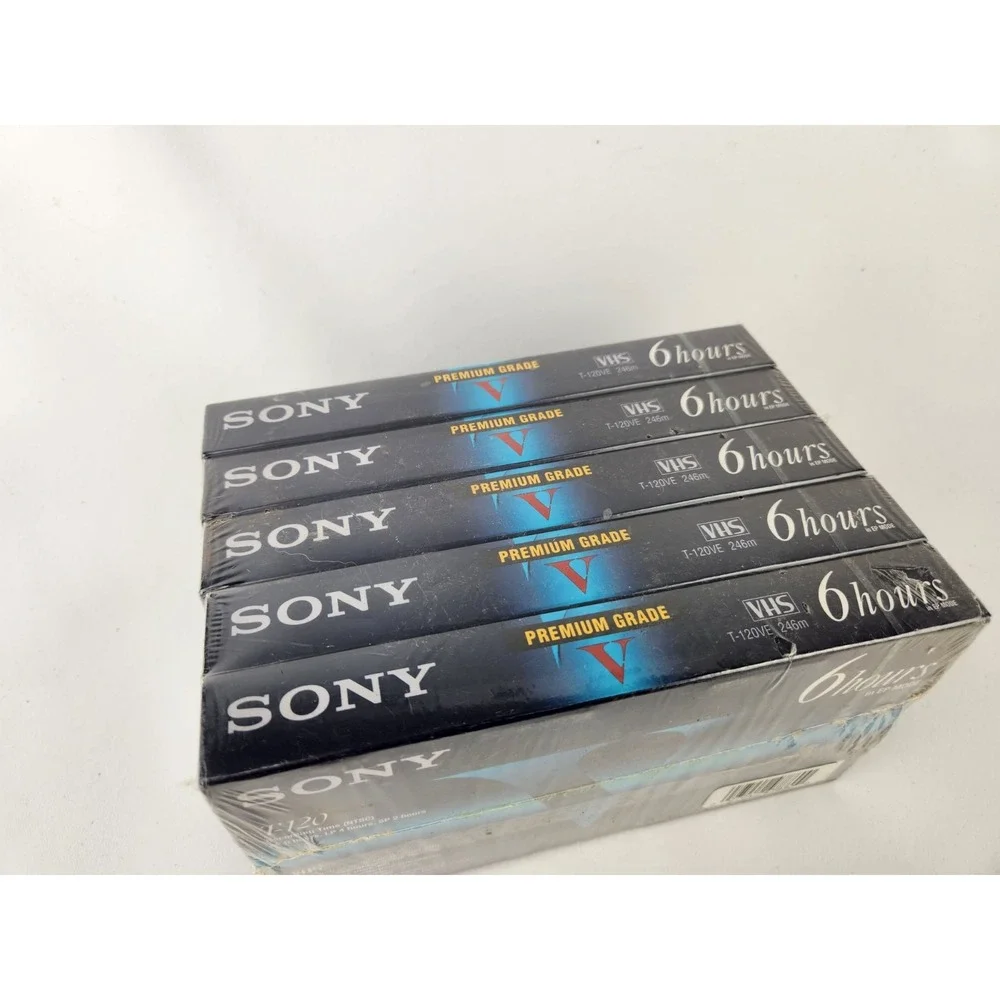 NEW Sony 5 Pack VCR VHS Tapes‎ T-120 Premium Grade High Durability 6 hr EP Mode